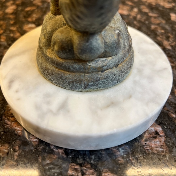 Vintage Whimsical Cherub on a Fish with Marble Base - Picture 4 of 9